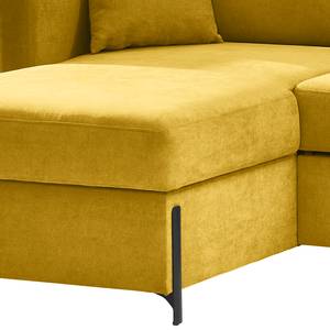 Ecksofa Engele mit Longchair Microfaser Sole: Senfgelb