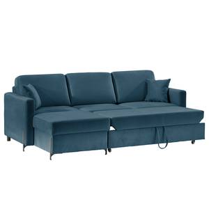 Hoekbank Engele met chaise longue Velours Onoli: Marineblauw