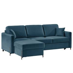 Hoekbank Engele met chaise longue Velours Onoli: Marineblauw