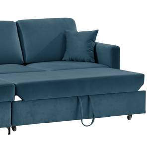 Hoekbank Engele met chaise longue Velours Onoli: Marineblauw