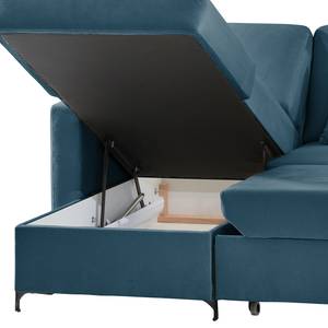 Hoekbank Engele met chaise longue Velours Onoli: Marineblauw