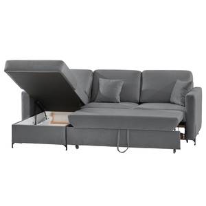 Ecksofa Engele mit Longchair Samt Onoli: Anthrazit