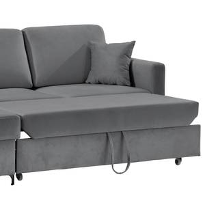 Ecksofa Engele mit Longchair Samt Onoli: Anthrazit