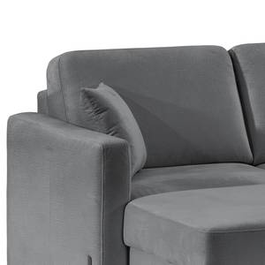 Hoekbank Engele met chaise longue Velours Onoli: Antracietkleurig