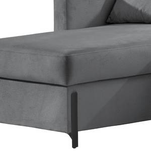 Ecksofa Engele mit Longchair Samt Onoli: Anthrazit