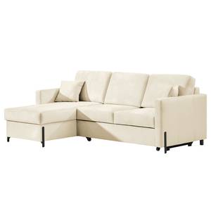 Ecksofa Engele mit Longchair Samt Onoli: Beige