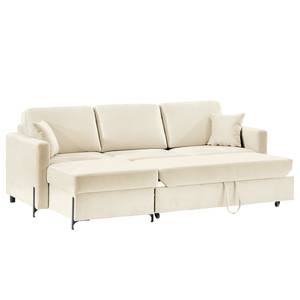 Ecksofa Engele mit Longchair Samt Onoli: Beige