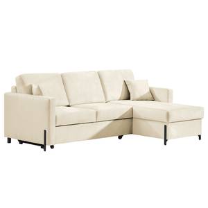 Ecksofa Engele mit Longchair Samt Onoli: Beige