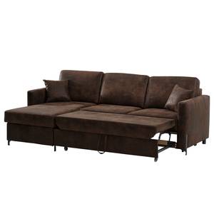 Ecksofa Engele mit Longchair Microfaser Goda: Bisonbraun