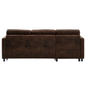 Ecksofa Engele mit Longchair Microfaser Goda: Bisonbraun