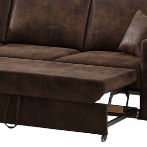 Ecksofa Engele mit Longchair Microfaser Goda: Bisonbraun