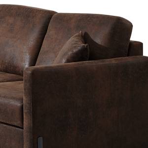 Ecksofa Engele mit Longchair Microfaser Goda: Bisonbraun