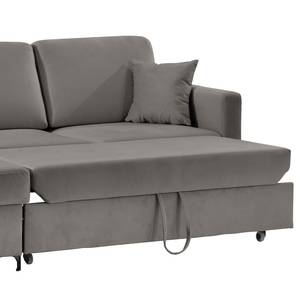 Ecksofa Engele mit Longchair Samt Onoli: Rauchgrau