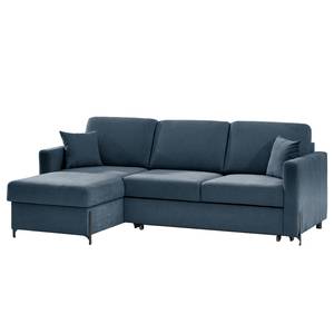 Hoekbank Engele met chaise longue Microvezel Sole: Donkerblauw