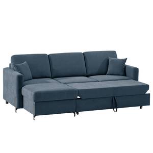 Hoekbank Engele met chaise longue Microvezel Sole: Donkerblauw