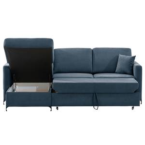 Ecksofa Engele mit Longchair Microfaser Sole: Dunkelblau