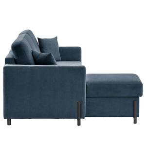 Ecksofa Engele mit Longchair Microfaser Sole: Dunkelblau