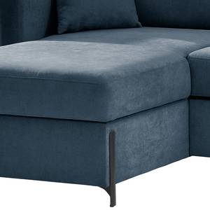 Hoekbank Engele met chaise longue Microvezel Sole: Donkerblauw