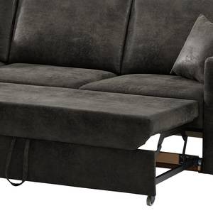 Hoekbank Engele met chaise longue Microvezel Goda: Antracietkleurig