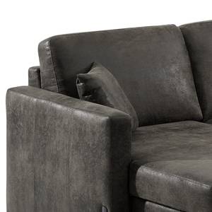 Ecksofa Engele mit Longchair Microfaser Goda: Anthrazit