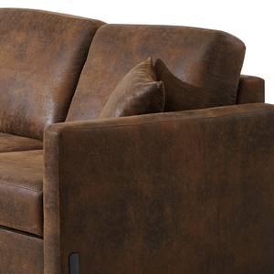 Hoekbank Engele met chaise longue Microvezel Goda: Chocoladebruin