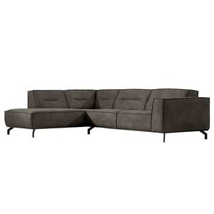 Ecksofa Brenica mit Ottomane Microfaser Bice: Fango - Ottomane davorstehend links