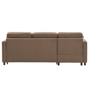 Ecksofa Engele mit Longchair Samt Onoli: Braun