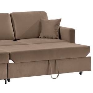 Ecksofa Engele mit Longchair Samt Onoli: Braun