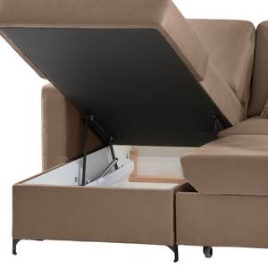 Ecksofa Engele mit Longchair Samt Onoli: Braun