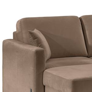 Ecksofa Engele mit Longchair Samt Onoli: Braun