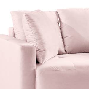 Hoekbank Karkum met chaise longue Velours Blonda: Oud pink - Longchair vooraanzicht rechts