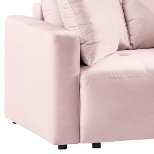 Hoekbank Karkum met chaise longue Velours Blonda: Oud pink - Longchair vooraanzicht rechts