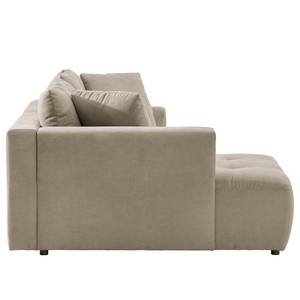 Hoekbank Karkum met chaise longue Microvezel Sole: Taupe - Longchair vooraanzicht links