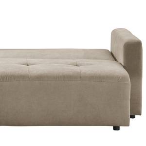 Hoekbank Karkum met chaise longue Microvezel Sole: Taupe - Longchair vooraanzicht links