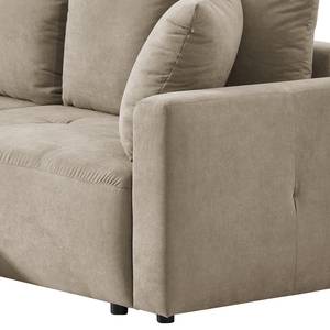 Hoekbank Karkum met chaise longue Microvezel Sole: Taupe - Longchair vooraanzicht links