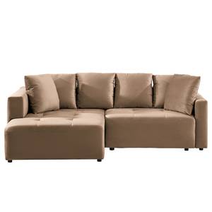 Ecksofa Karkum mit Longchair Samt Blonda: Taupe - Longchair davorstehend links