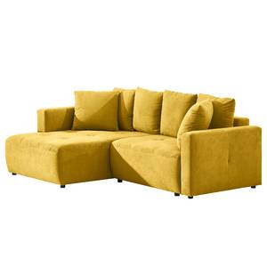 Ecksofa Karkum mit Longchair Microfaser Sole: Senfgelb - Longchair davorstehend links