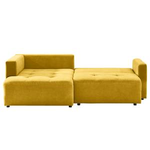 Ecksofa Karkum mit Longchair Microfaser Sole: Senfgelb - Longchair davorstehend links