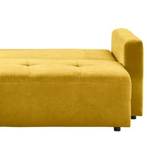 Ecksofa Karkum mit Longchair Microfaser Sole: Senfgelb - Longchair davorstehend links