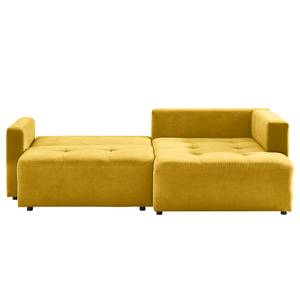 Ecksofa Karkum mit Longchair Microfaser Sole: Senfgelb - Longchair davorstehend rechts