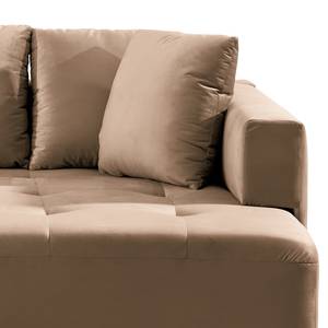 Ecksofa Karkum mit Longchair Samt Blonda: Taupe - Longchair davorstehend rechts