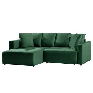 Divano con chaise longue Karkum Velluto Blonda: verde abete - Longchair preimpostata a sinistra