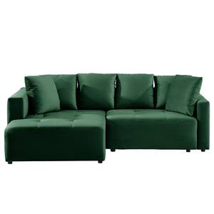 Divano con chaise longue Karkum Velluto Blonda: verde abete - Longchair preimpostata a sinistra