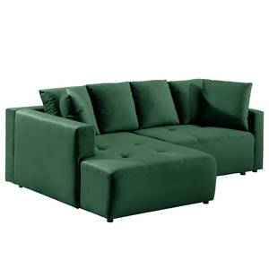 Divano con chaise longue Karkum Velluto Blonda: verde abete - Longchair preimpostata a sinistra