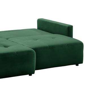 Divano con chaise longue Karkum Velluto Blonda: verde abete - Longchair preimpostata a sinistra