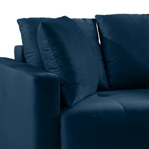 Ecksofa Karkum mit Longchair Samt Blonda: Marineblau - Longchair davorstehend rechts