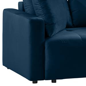 Hoekbank Karkum met chaise longue Velours Blonda: Marineblauw - Longchair vooraanzicht rechts