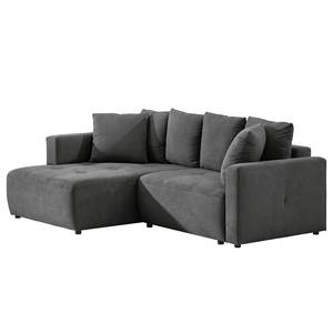 Hoekbank Karkum met chaise longue Microvezel Sole: Grafietkleurig - Longchair vooraanzicht links