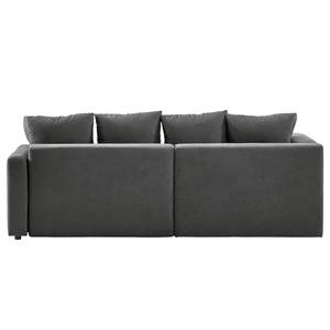 Ecksofa Karkum mit Longchair Microfaser Sole: Graphit - Longchair davorstehend links