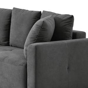 Ecksofa Karkum mit Longchair Microfaser Sole: Graphit - Longchair davorstehend links